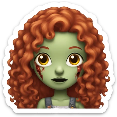Zombie girl with long red curly hair sticker