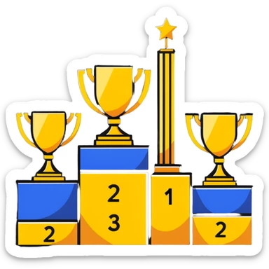competition podium with 1st, 2nd, and 3rd place sticker