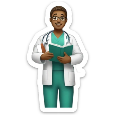 Medical student with books in hand sticker