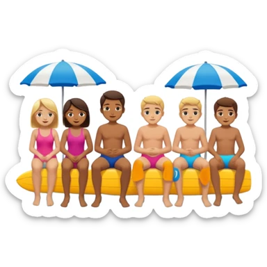 Boys and girls seating at beach sticker