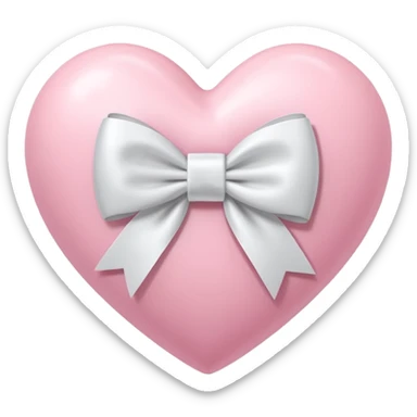“3D emoji style, pastel pembe kalp, ortasında beyaz renkli fiyonk kurdele, yumuşak parlak yüzey, minimal detay, beyaz arka plan” sticker