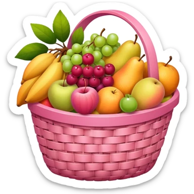 A pink aesthetic basket of fruits sticker
