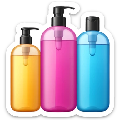 3 shampoo bottles  sticker