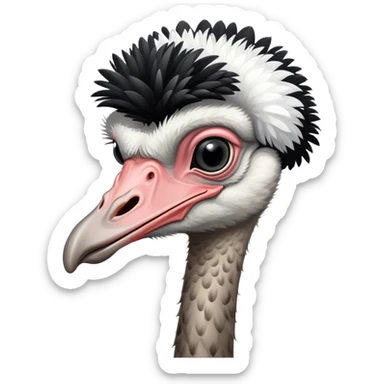 An african ostrich with black and white plumage. sticker