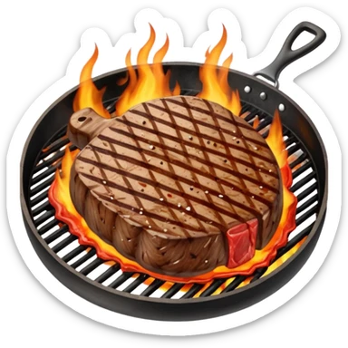Steak – sizzling meat on the grill
 sticker