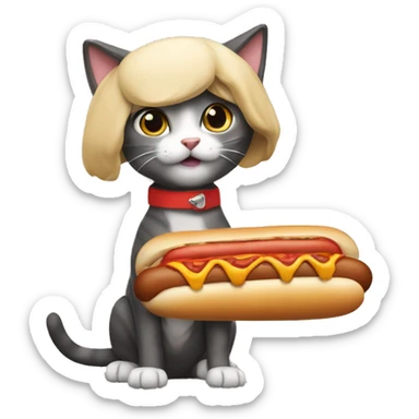 A cat wearing a hotdog costume ￼ sticker