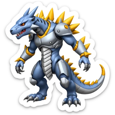  Cool Edgy Shiny Greymon-Weregarurumon full body sticker