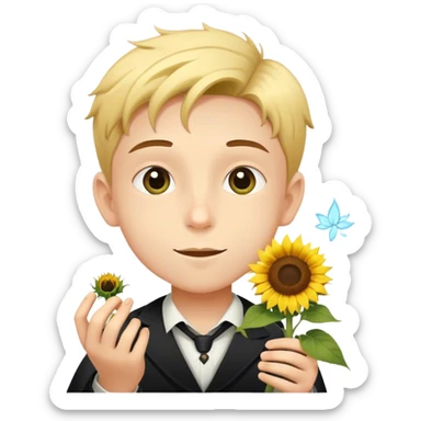 Boy sunflower doing magic tricks sticker