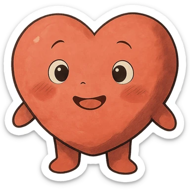 cute heart, ghibli style, no background sticker