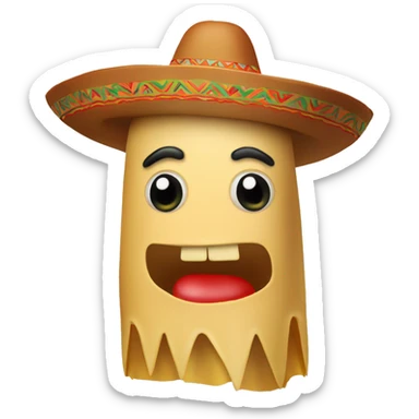 Mexican pork tamale with a sombrero on sticker