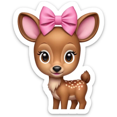 Bambi with pink bow sticker