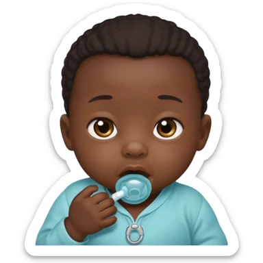 Black newborn baby, pacifier in mouth sticker