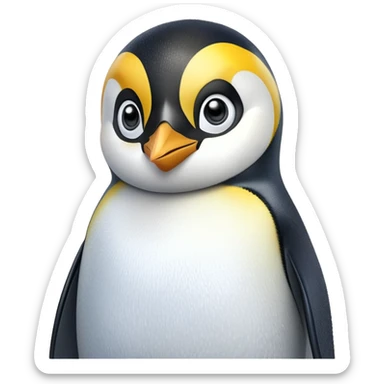 cinematic-adult-emperor-penguin-portrait-emoji,-head-tilted-playfully-and-inquisitively,-with-glossy,-pristine-plumage,-sparkling-eyes-filled-with-curiosity,-simplified-yet-irresistibly-adorable-features, black face sticker