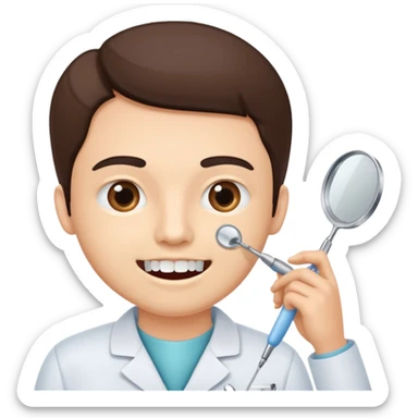 Dentist with patient teeth checkup  sticker