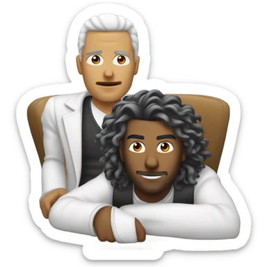 Persona bianca capelli lunghi che ascolta musica in poltrona sticker