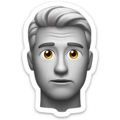 man with a hand on his chin, looking doubtful, thinking about something. sticker