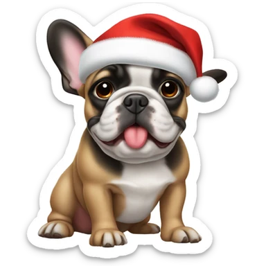 Frenchie with Santa hat sticker