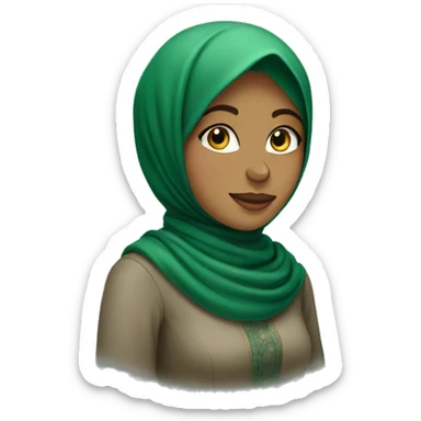 Hijab girl in green scarf sticker