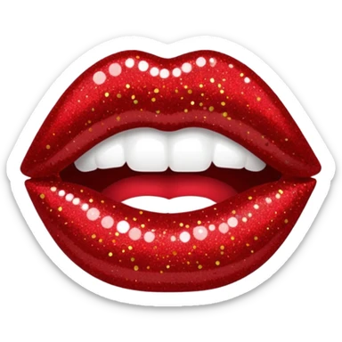red glitter lipstick sticker