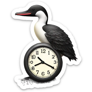 Loon standing on clock sticker