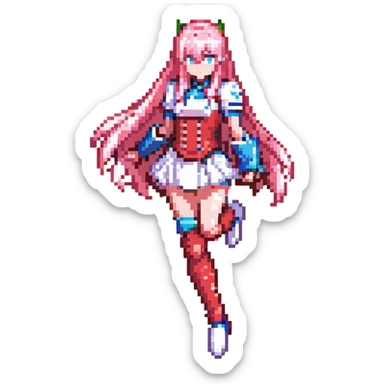 Darling in the Franxx Zero Two Nuked, action pose sticker