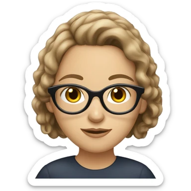 Brown haired white girl with glasses studying  sticker