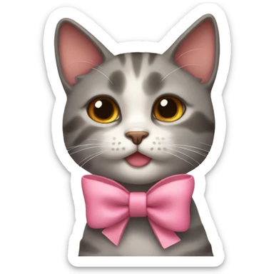 A cat with a cute bow sticker