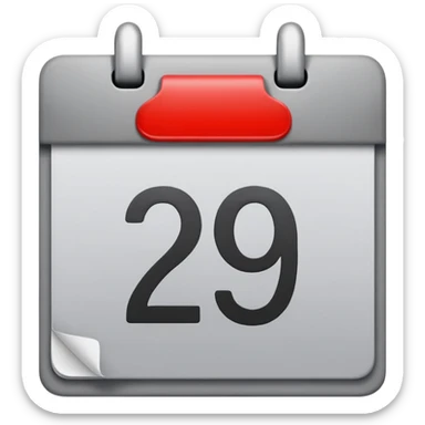 grey calendar with number 29 sticker