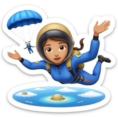 Skydiving girl with parachute and UFO blue sticker