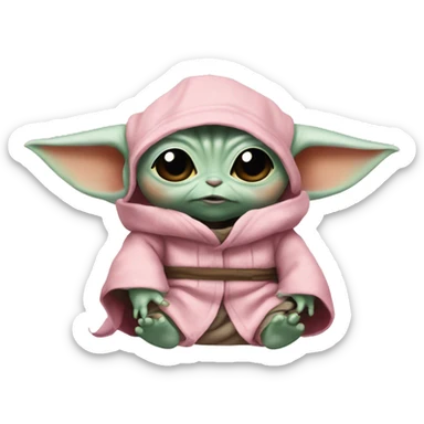 Pink baby yoda grogu sticker