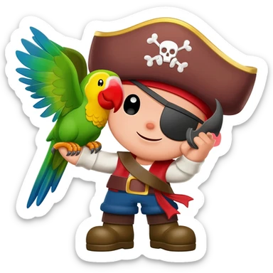pirate and parrot sticker