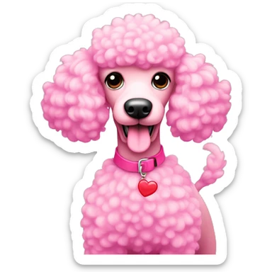 Pink poodle with a heart shaped tail sticker