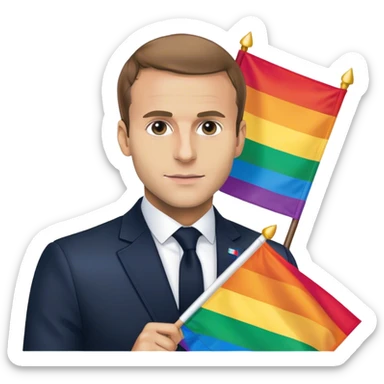 Macron with lgbt flag  sticker
