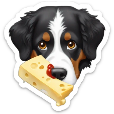 Bernese mountain dog eating fondue swiss cheese sticker