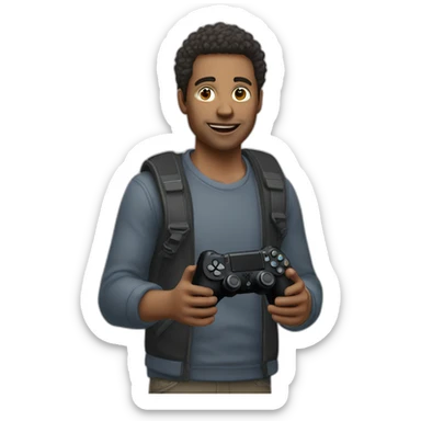 Homme avec cheveux noir en train de jouer avec manette ps4 sticker