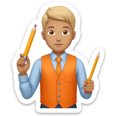 Draftsman in orange waistcoat  sticker