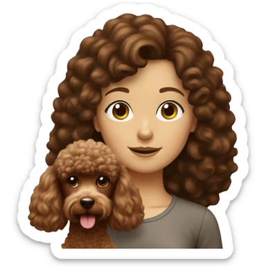 Brown poodle with a Brown hair girl sticker