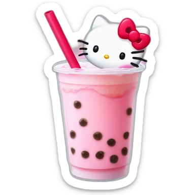 Bubble tea hello kitty sticker