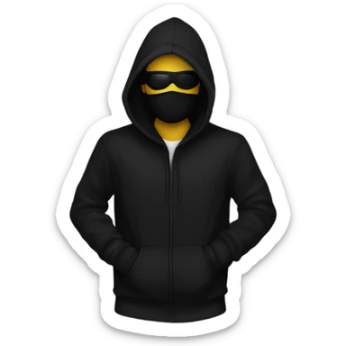 Mysterious man black hoodie black mask  sticker