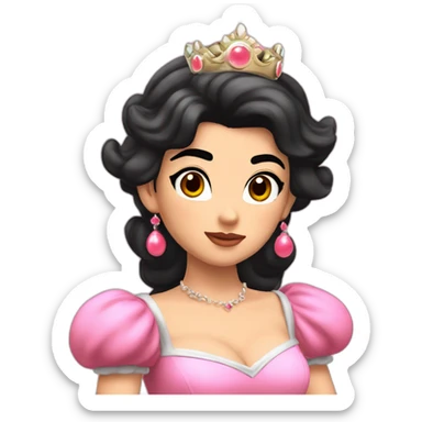 Princess Peach from Super Mario and she has dark curly hair sticker
