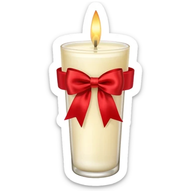 Soft vanilla long glass candle, with little red bow sticker