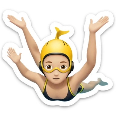 inexperienced determined person diving into a pool of divers, with a pool named confidence... glowing body  sticker