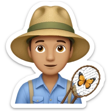 man holding butterfly net sticker
