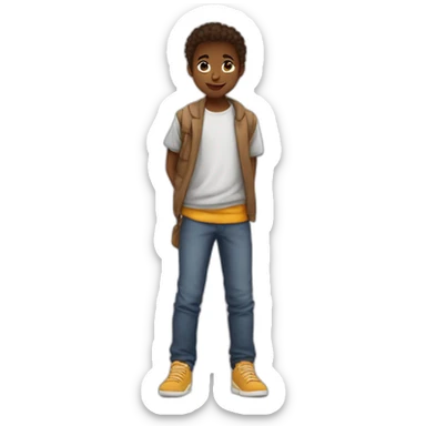 garçon metisse qui court derriere une fille metisse petite  sticker