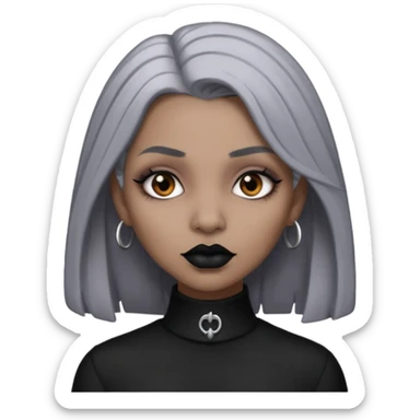 Light cool brown skin grey hair black lips goth girl sticker