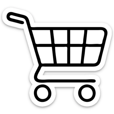 A shopping cart icon with handle and basket, viewed from an angle sticker