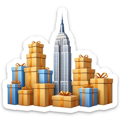 Empire State Building with many packages on the back sticker