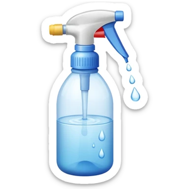 a spray bottle spraying water. sticker