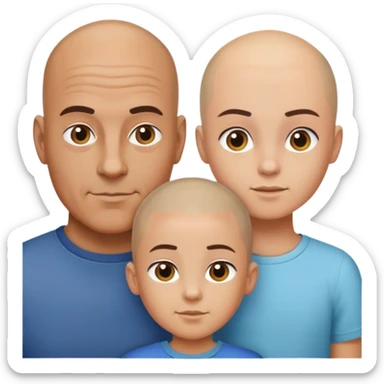 Cool bald dad with boy and girl sticker