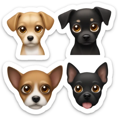 Rubia de ojos marrones con el pelo rizado abrazando a un perro negro labrador y un chihuahua marron sticker